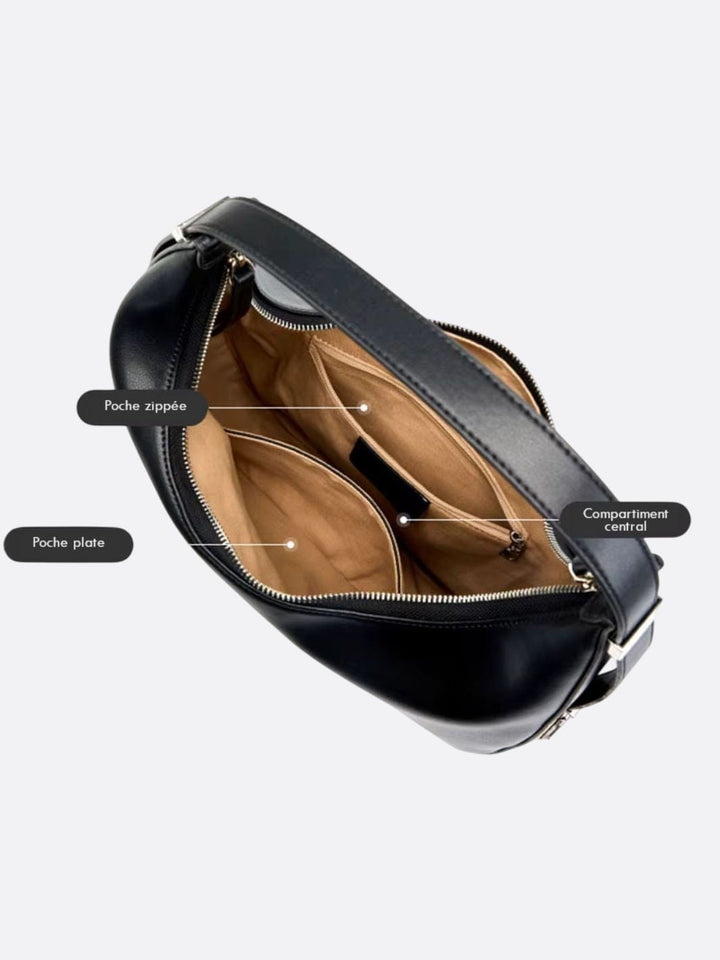 Bolso grande de piel en forma de media luna