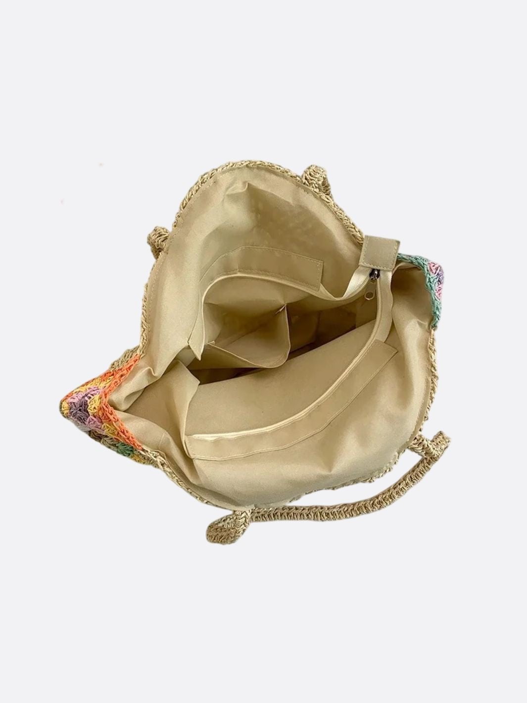 Bolso redondo de paja y crochet